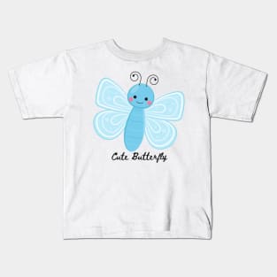 Cute Blue Butterfly Kids T-Shirt